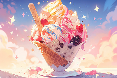 五颜六色的冰淇淋背景图片