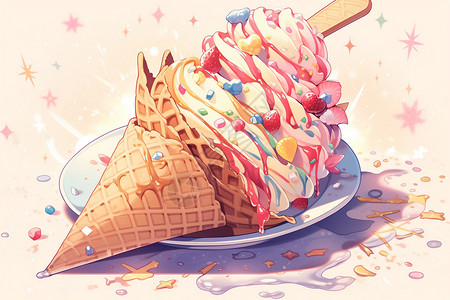 彩色的圣代冰淇淋图片