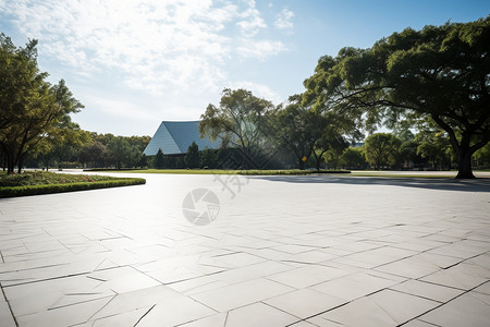 夏天场景夏天公园广场的建筑场景背景