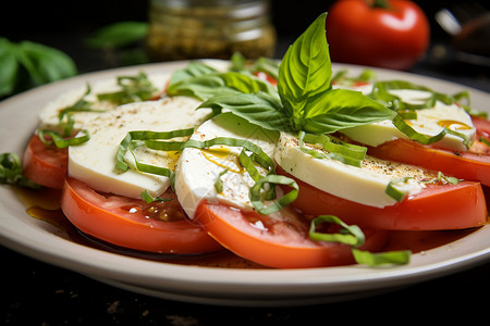 地中海美食地中海特色美食的番茄奶酪背景