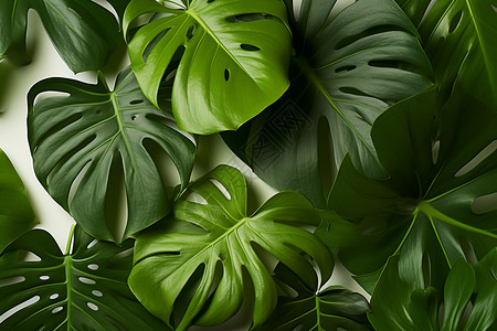 棕榈植物绿色叶子背景图片