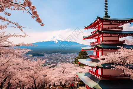 美丽的富士山景观背景图片