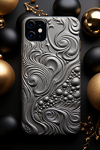 立体纹理装饰水波纹手机壳展示背景