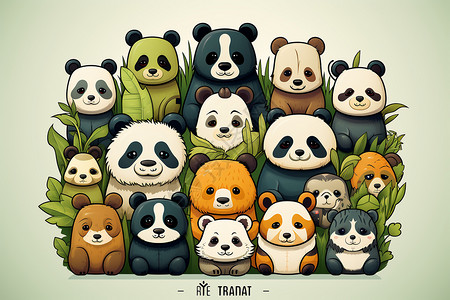 熊猫集合背景图片