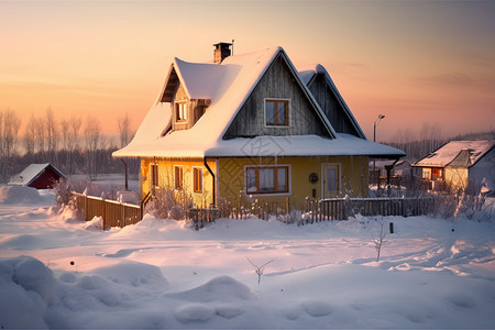 被冰雪覆盖的小屋图片