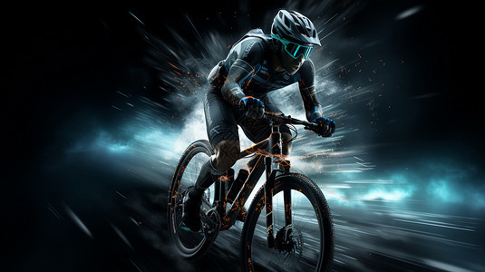 骑行装备素材急速骑行的男子设计图片