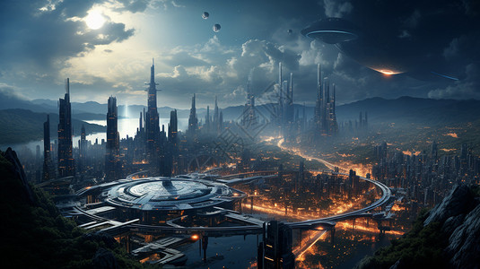梦幻的城市背景图片