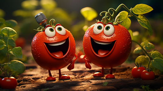 两个蚂蚁素材卡通西红柿表情设计图片