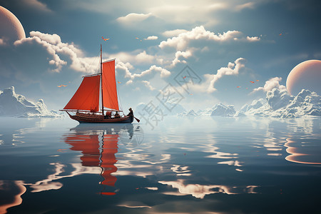 船舶壁纸远航的帆船插画