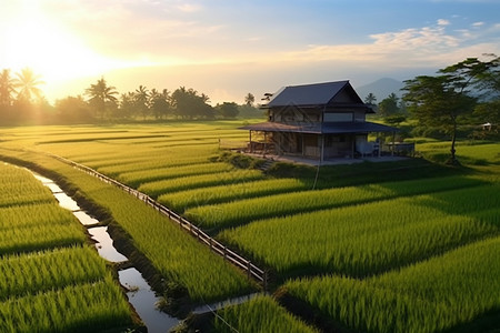 连片的稻田图片