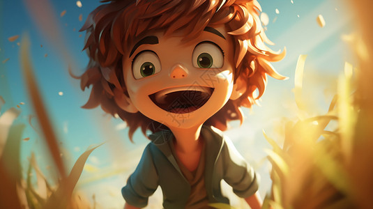 快乐的男孩卡通背景图片