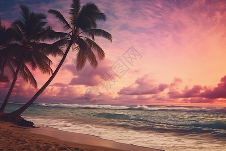 日落时的热带海滩背景图片