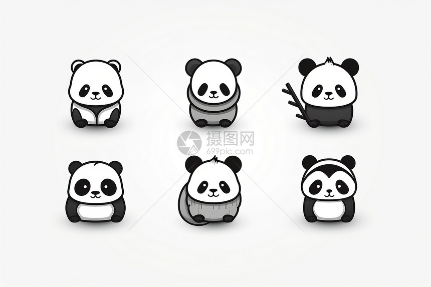 可爱熊猫卡通插图图片