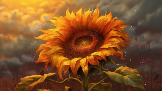 绘画的美丽向日葵背景图片