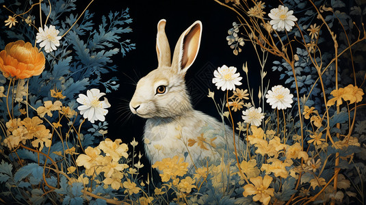 精致绘画的兔子图片