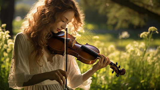 拉小提琴的女孩背景图片