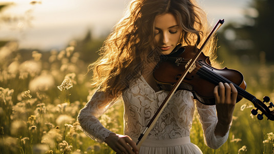 演奏小提琴的女孩图片