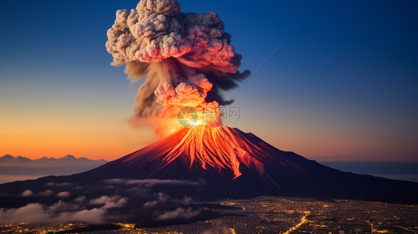 火山上的烟雾图片