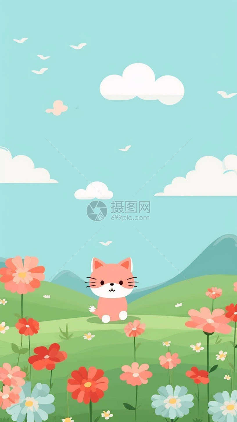 卡通猫咪平面插图图片