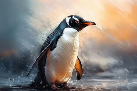 可爱的企鹅创意插图图片