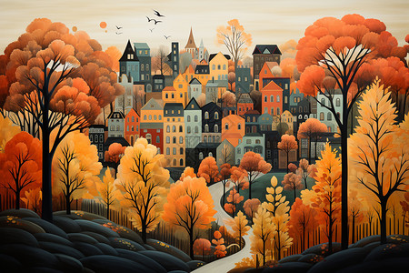 富有想象力的秋色城市图片