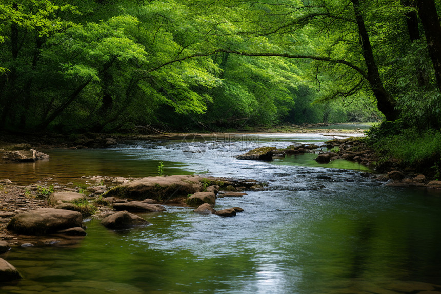 森林的小溪风景图片