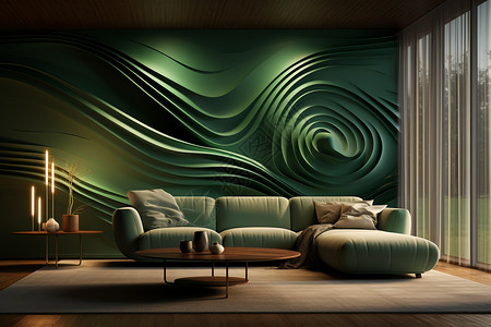 抽象壁画绿色抽象背景的家居设计设计图片