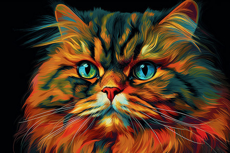 艺术创意猫咪插图背景图片