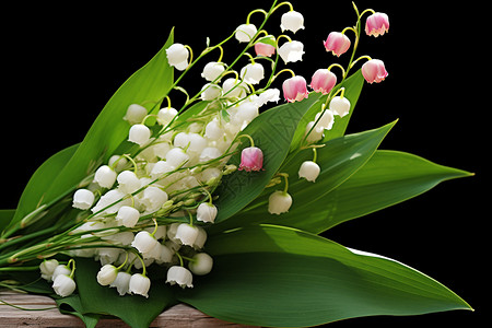 新鲜采摘的铃兰花朵图片