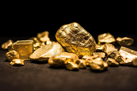掘金珍贵的黄金矿石背景