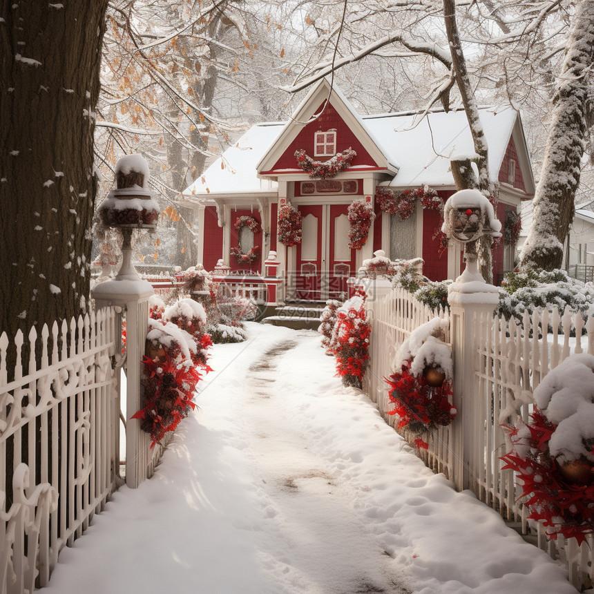 圣诞节的红色风庭院装饰图片