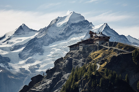 壮观的雪山山脉景观背景图片