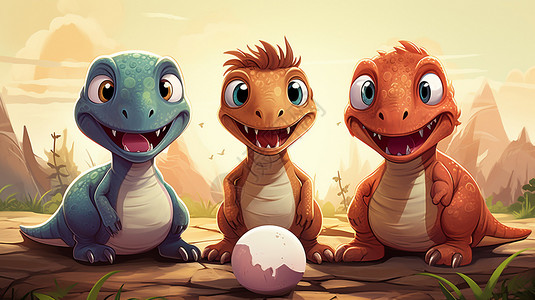 三个卡通恐龙背景图片