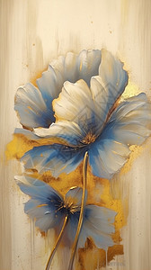 手绘油画风格盛开的花朵背景图片