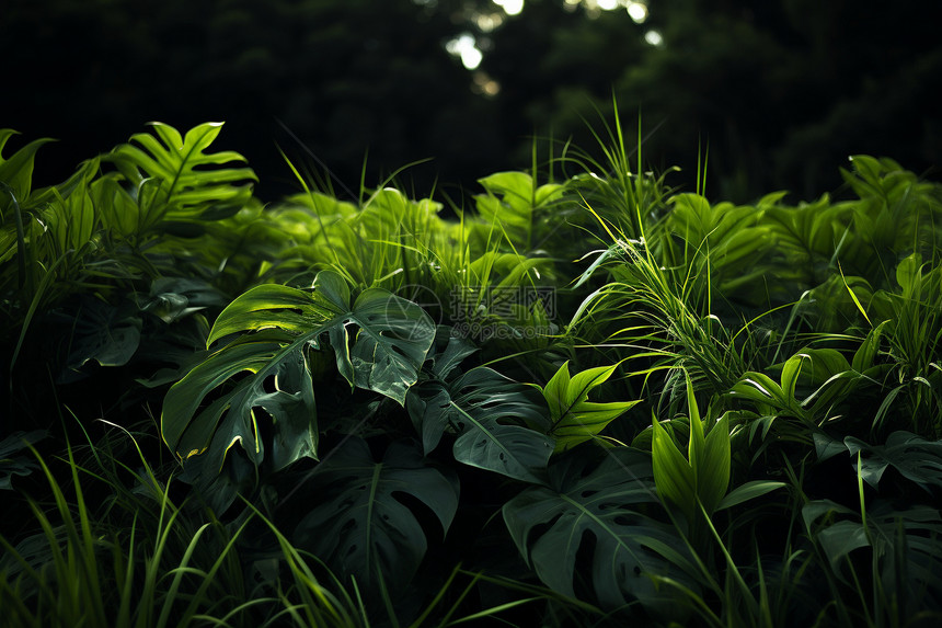 绿色的热带雨林植物图片