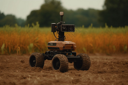 农田中的监控机器人车背景
