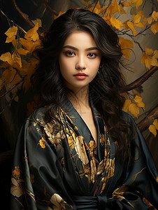 中式氛围的少女背景图片
