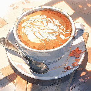 雕花咖啡美味的卡布基诺插画