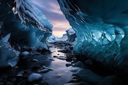 探险的自然冰洞图片