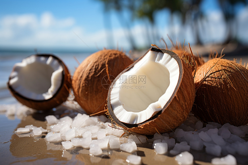 美味爽口的新鲜椰子图片