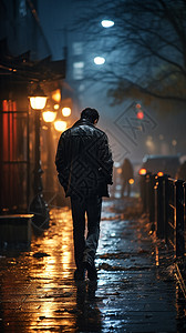 城市街头孤独的男子图片