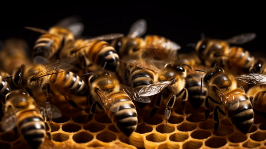 蜜蜂采蜜的蜂巢图片