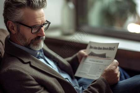 男子看报纸戴眼镜看报纸的人背景