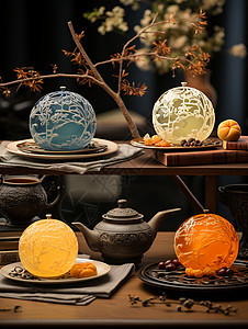 中秋节日中国蛋黄月饼图片
