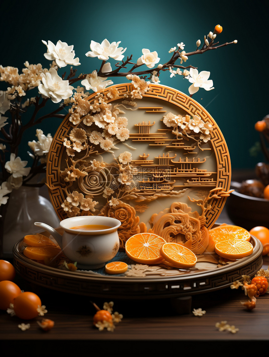 中国传统月饼东方美学图片
