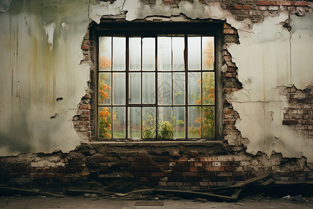 废墟感砖墙背景高清图片