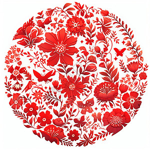 中式窗花精美中国传统民间艺术剪纸插画