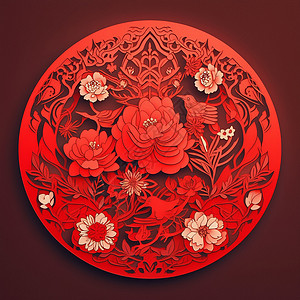 中式窗花中国传统剪纸插画
