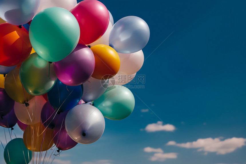 天空中有很多气球图片