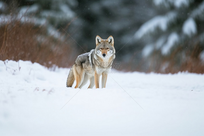 雪地里的捕食者狼图片